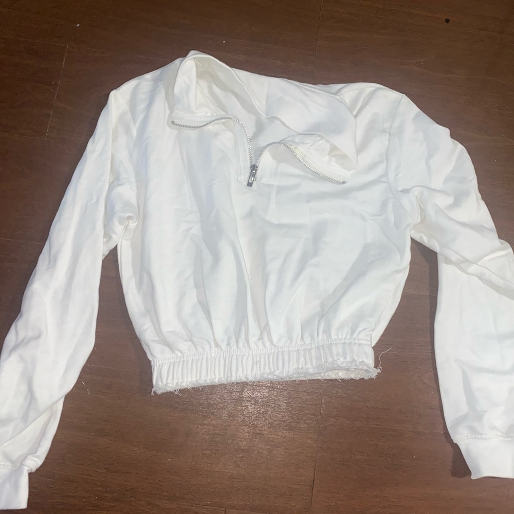White Pretty Little Thing Cropped Quarter Zip Size M